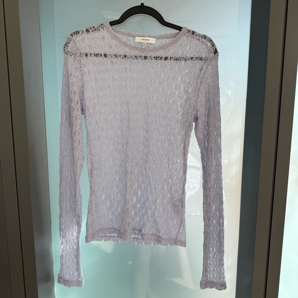 FRAME Light Purple Mesh Lace Long Sleeve Top - Picture 4 of 6